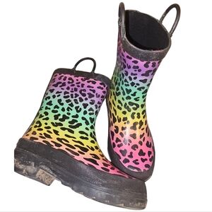 Lily & Dan Rainbow Leopard Kids' Rain Boots